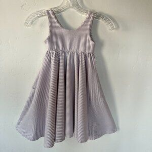 Remie Girl Twirl Dress Size 6 Purple White Striped Sleeveless Made In USA Flaw
